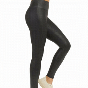 Spanx Faux-Leather Leggings Elastic Waist High Rise Black Small